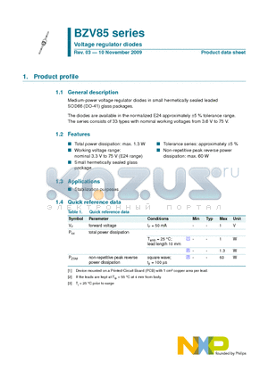 BZV85 datasheet - Voltage regulator diodes