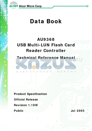 AU9368 datasheet - USB Multi-LUN Flash Card Reader Controller Technical Reference Manual