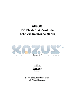 AU9380 datasheet - USB Flash Disk Controller Technical Reference Manual