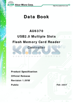 AU6370 datasheet - USB2.0 Multiple Slots Flash Memory Card Reader