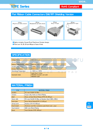 57FE-30140-1AK datasheet - Flat Ribbon Cable Connectors EMI/RFI Shielding Version