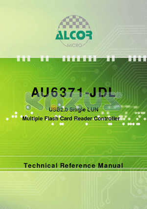 AU6371-JDL datasheet - USB2.0 Single LUN Multiple Flash Card Reader Controller