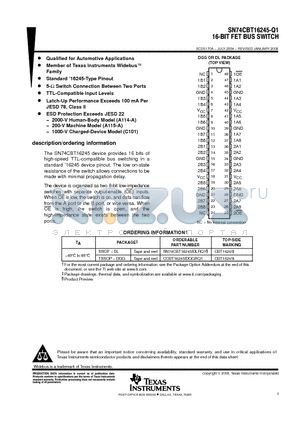 CCBT16245IDGGRQ1 datasheet - 16-BIT FET BUS SWITCH