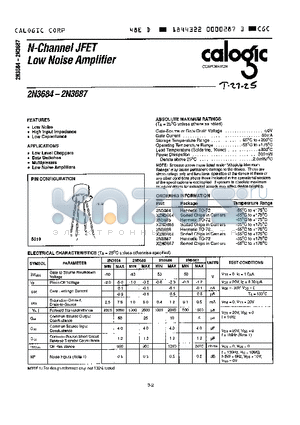 2N3685 datasheet - N CHANNEL JFET LOW NOISE AMPLIFIER