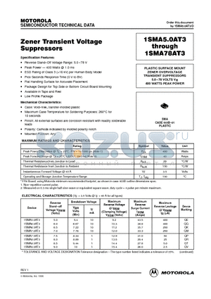 1SMA30AT3 datasheet - Zener Transient Voltage Suppressors