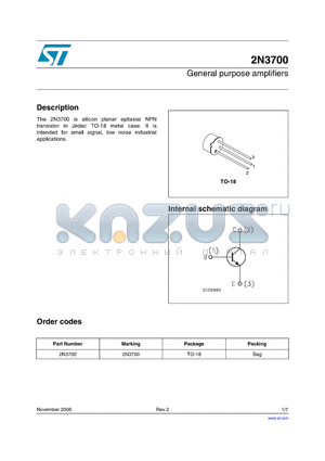 2N3700 datasheet - General purpose amplifiers