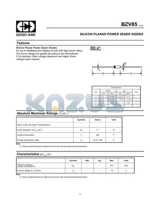 BZV8510 datasheet - SILICON PLANAR POWER ZENER DIODES