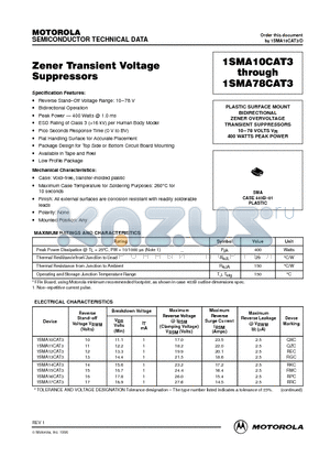 1SMA30CAT3 datasheet - Zener Transient Voltage Suppressors