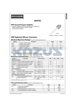 2N3703 datasheet - PNP General Purpose Amplifier