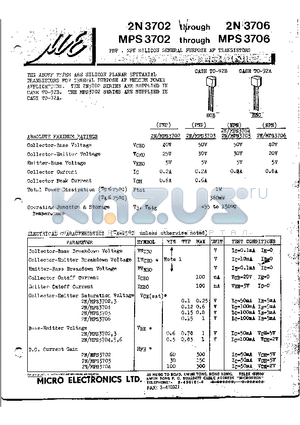 2N3704 datasheet - PNP NPN SILICON GENERAL PURPOSE AF TRANSISTORS