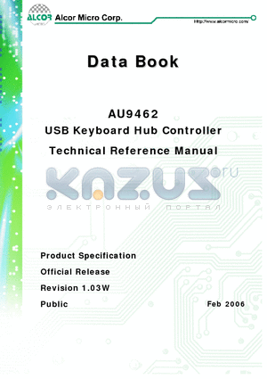 AU9462 datasheet - USB Keyboard Hub Controller