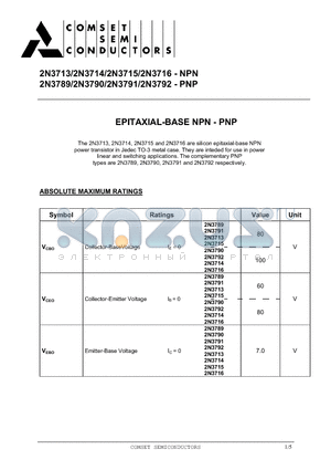 2N3715 datasheet - EPITAXIAL-BASE NPN - PNP