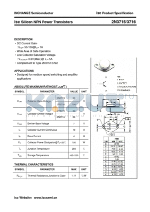 2N3716 datasheet - isc Silicon NPN Power Transistors