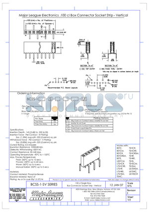 BCSS-107-S-02-T-LF datasheet - .100 cl Single Row Box Connector Socket Strip - Vertical