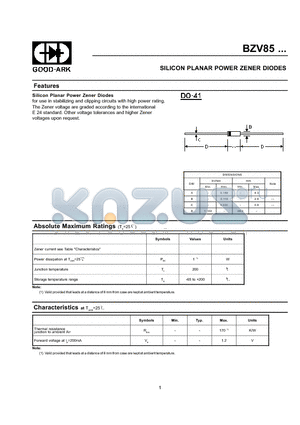 BZV85C6V2 datasheet - SILICON PLANAR POWER ZENER DIODES