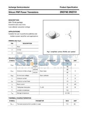 2N3740 datasheet - isc Silicon PNP Power Transistors