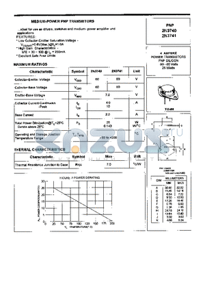 2N3741 datasheet - MEDIUM-POWER PNP TRANSISTORS