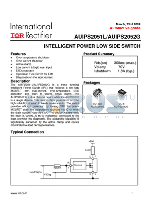 AUIPS2051L datasheet - INTELLIGENT POWER LOW SIDE SWITCH