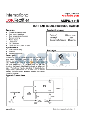 AUIPS7141RTR datasheet - CURRENT SENSE HIGH SIDE SWITCH