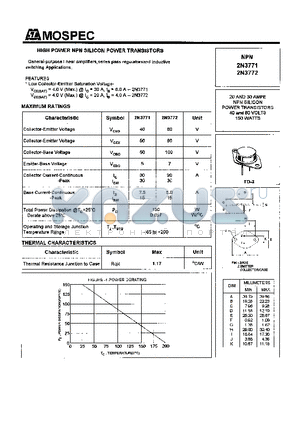 2N3771 datasheet - POWER TRANSISTORS(150W)