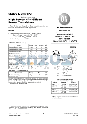 2N3771 datasheet - High Power NPN Silicon Power Transistors