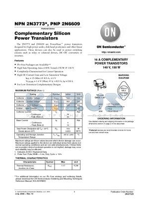 2N3773 datasheet - Complementary Silicon Power Transistors