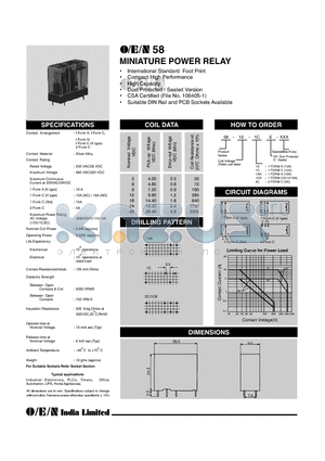 58-6-1AE datasheet - MINIATURE POWER RELAY