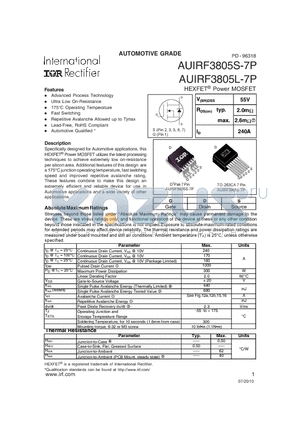 AUIRF3805S-7PTRL datasheet - HEXFET^ Power MOSFET