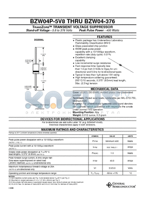 BZW04-10 datasheet - TRANSZORB TRANSIENT VOLTAGE SUPPRESSOR