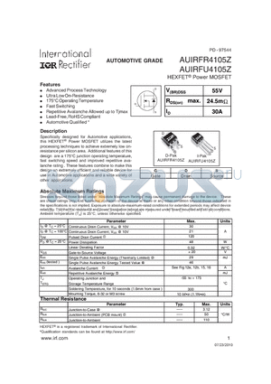 AUIRFR4105ZTRR datasheet - HEXFET^ Power MOSFET