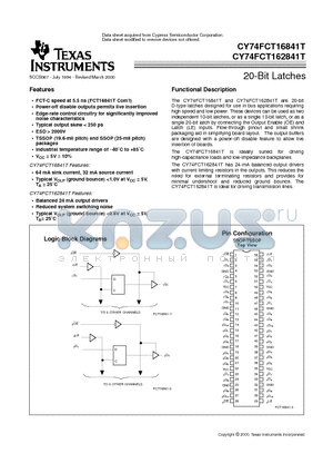 CY74FCT162841CTPAC datasheet - 20-Bit Latches