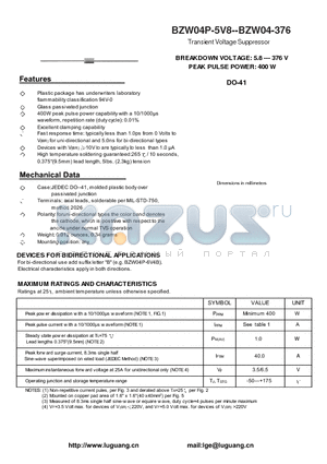 BZW04-102 datasheet - Transient Voltage Suppressor