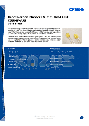 CCCCC-DXB-XHHKKMN3 datasheet - Cree^ Screen Master^ 5-mm Oval LED