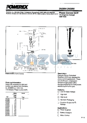 2N3887 datasheet - Phase Control SCR 175 Amoeres Average 1200 Volts