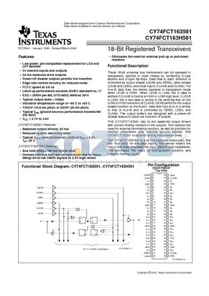 CY74FCT163501 datasheet - 18-Bit Registered Transceivers