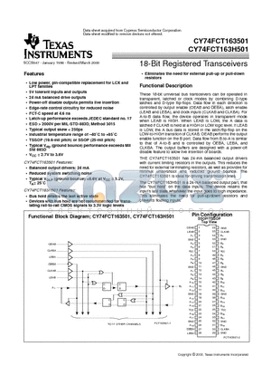 CY74FCT163501CPACT datasheet - 18-Bit Registered Transceivers