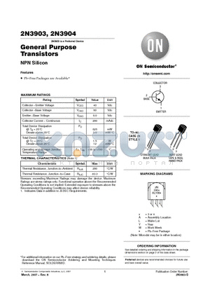 2N3904 datasheet - General Purpose Transistors NPN Silicon