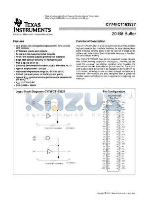 CY74FCT163827CPACT datasheet - 20-Bit Buffer