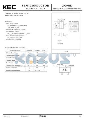 2N3904E datasheet - EPITAXIAL PLANAR NPN TRANSISTOR