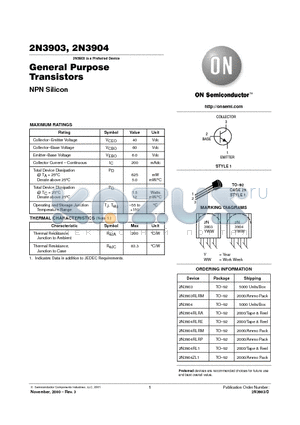 2N3904RLRP datasheet - General Purpose Transistors(NPN Silicon)