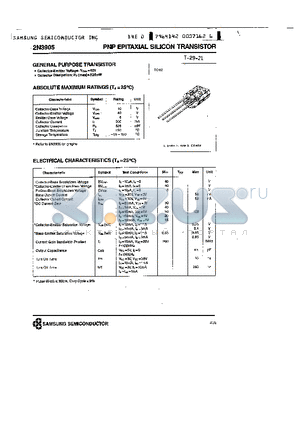 2N3905 datasheet - PNP EPITAXIAL SILICON TRANSISTOR