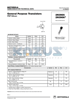 2N3906 datasheet - General Purpose Transistors(PNP Silicon)