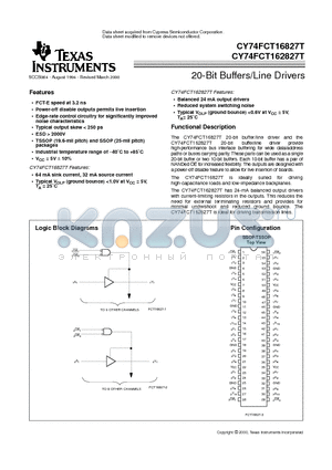 CY74FCT16827CTPACT datasheet - 20-Bit Buffers/Line Drivers