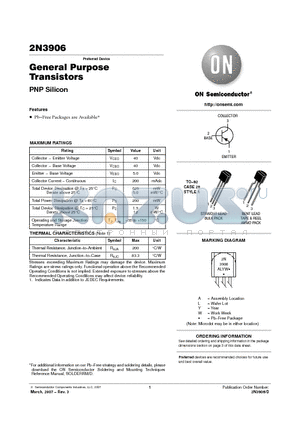 2N3906RLRA datasheet - General Purpose Transistors PNP Silicon