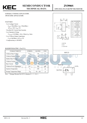 2N3906S_05 datasheet - EPITAXIAL PLANAR PNP TRANSISTOR