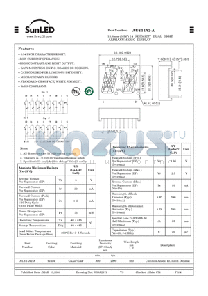 AUY14A2-A datasheet - 13.8mm (0.54) 14 SEGMENT DUAL DIGIT ALPHANUMERIC DISPLAY