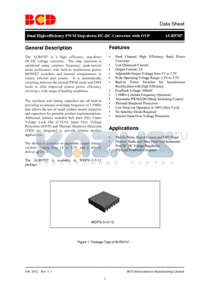AUR9707 datasheet - Dual High-efficiency PWM Step-down DC-DC Converter with OVP
