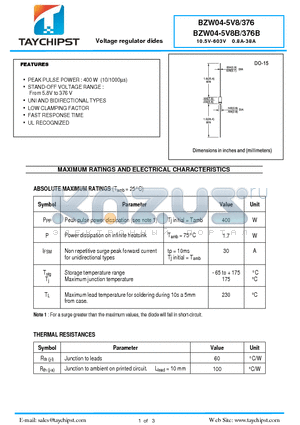 BZW04-20B datasheet - Voltage regulator dides