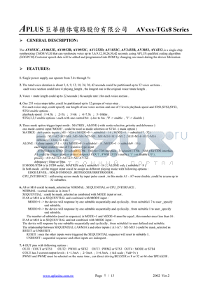 AV0632E datasheet - single-chip synthesizing CMOS VLSI