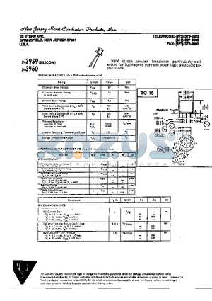 2N3960 datasheet - NPN SILICON ANNULAR TRANSISTORS